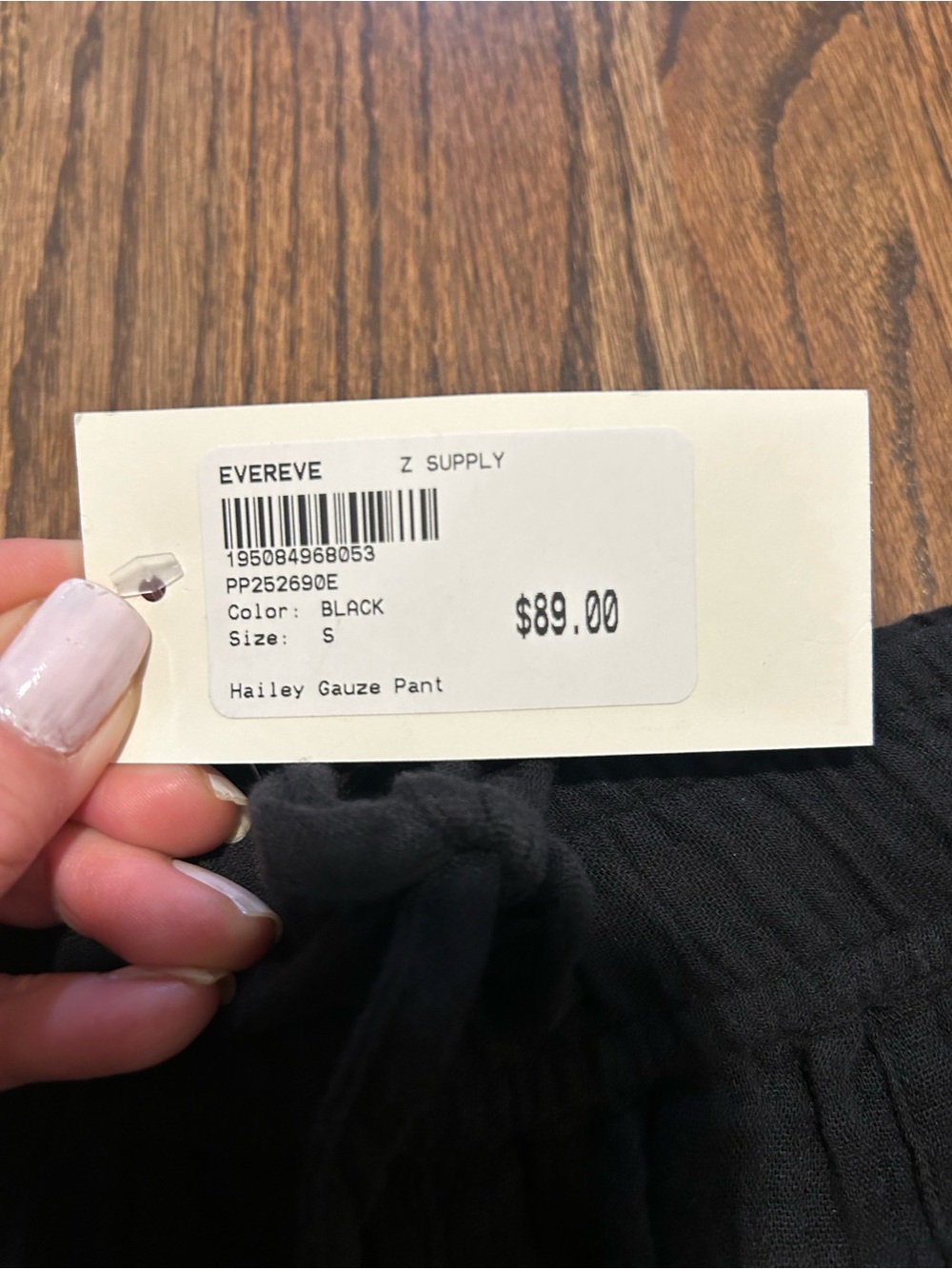 NWT Z Supply Hailey Gauze Pant Black Size Small 100% Cotton Pull On - Picture 2 of 8
